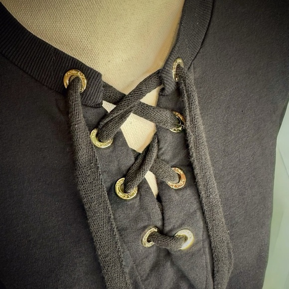 Calvin Klein Black Cropped Lace Up Sweatshirt Style Top Size XS - Picture 9 of 9